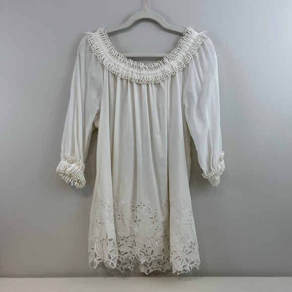 Catherine Malandrino Favorites embroidered White Tunic Eyelet and Loop Trim - Picture 7 of 7
